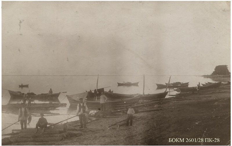 Карточка почтовая «Рыбачьи лодки» начало XX в. БОКМ 2601-28 ПК-28.